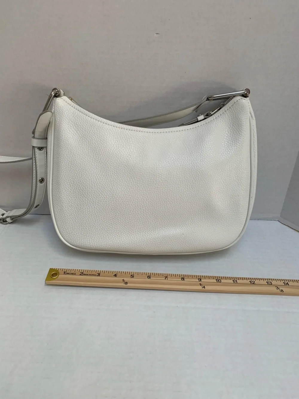 Anne Klein Ivory Pebbled Faux Leather Shoulder Bag